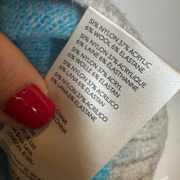 FREE PEOPLE Harley Turtleneck Blue Water World Sweater Size XS NWT - Picture 5 of 10